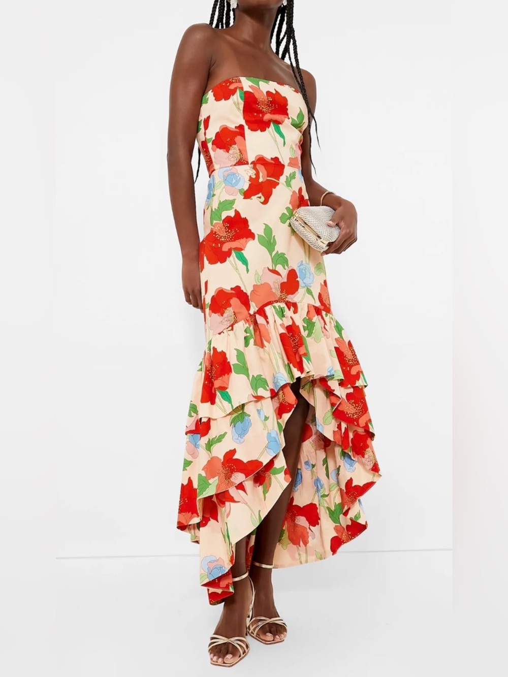 Tuckernuck Hyacinth House Red Multi Floral Strapless Malory Dress